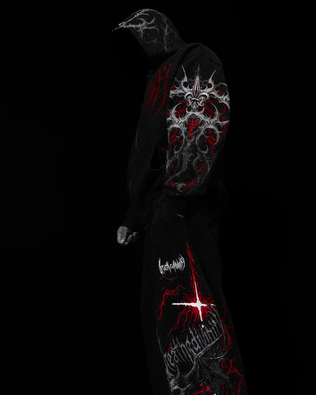 Breathedivinity Dark Gothic Zip-Up Hoodie - 420g French Terry