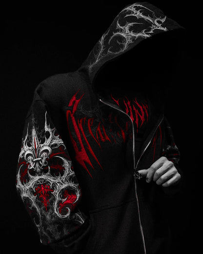 Breathedivinity Dark Gothic Zip-Up Hoodie - 420g French Terry