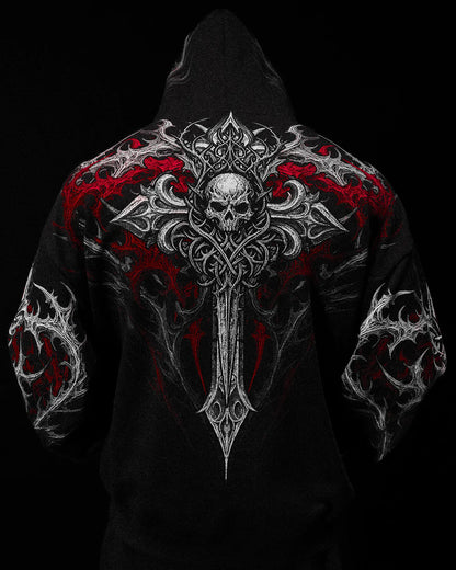 Breathedivinity Dark Gothic Zip-Up Hoodie - 420g French Terry