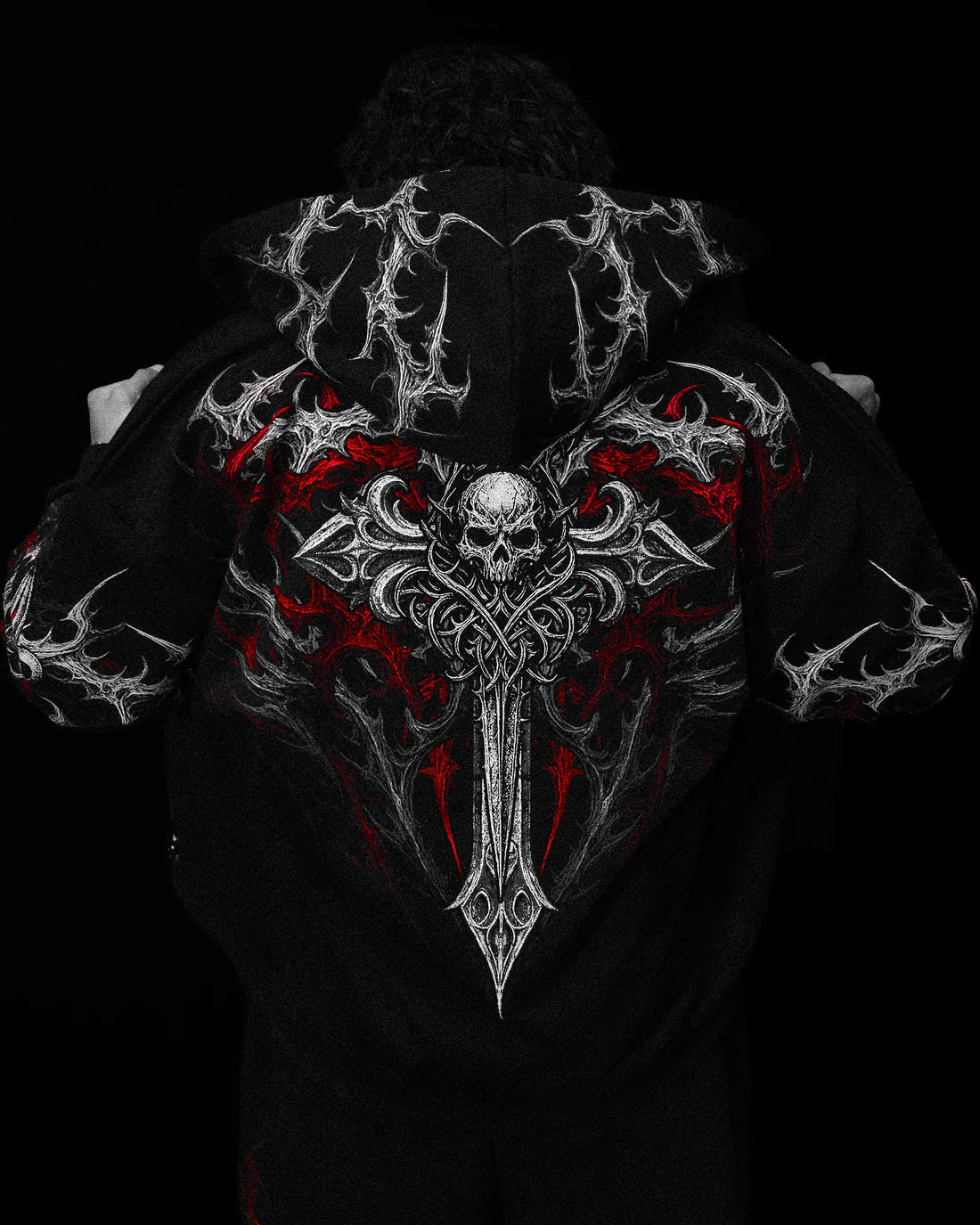 Breathedivinity Dark Gothic Zip-Up Hoodie - 420g French Terry