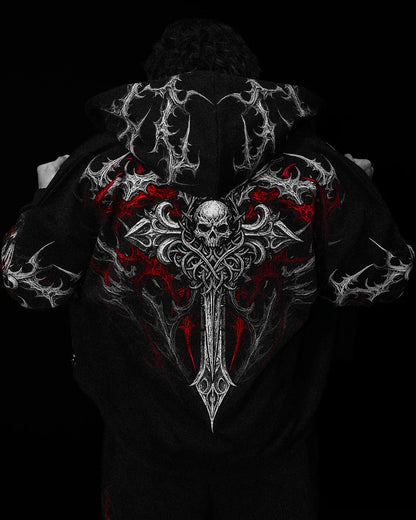 Breathedivinity Dark Gothic Zip-Up Hoodie - 420g French Terry