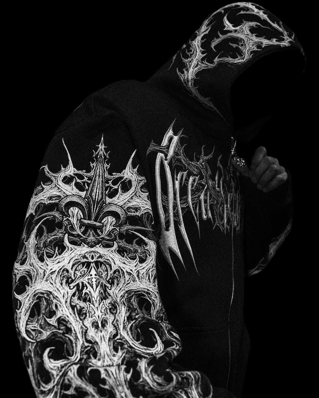 Breathedivinity Dark Gothic Zip-Up Hoodie - 420g French Terry