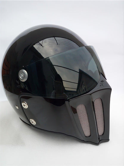 McKense Venom Anti-Fog Cruiser Motorcycle Helmet – Retro German Fiberglass Design