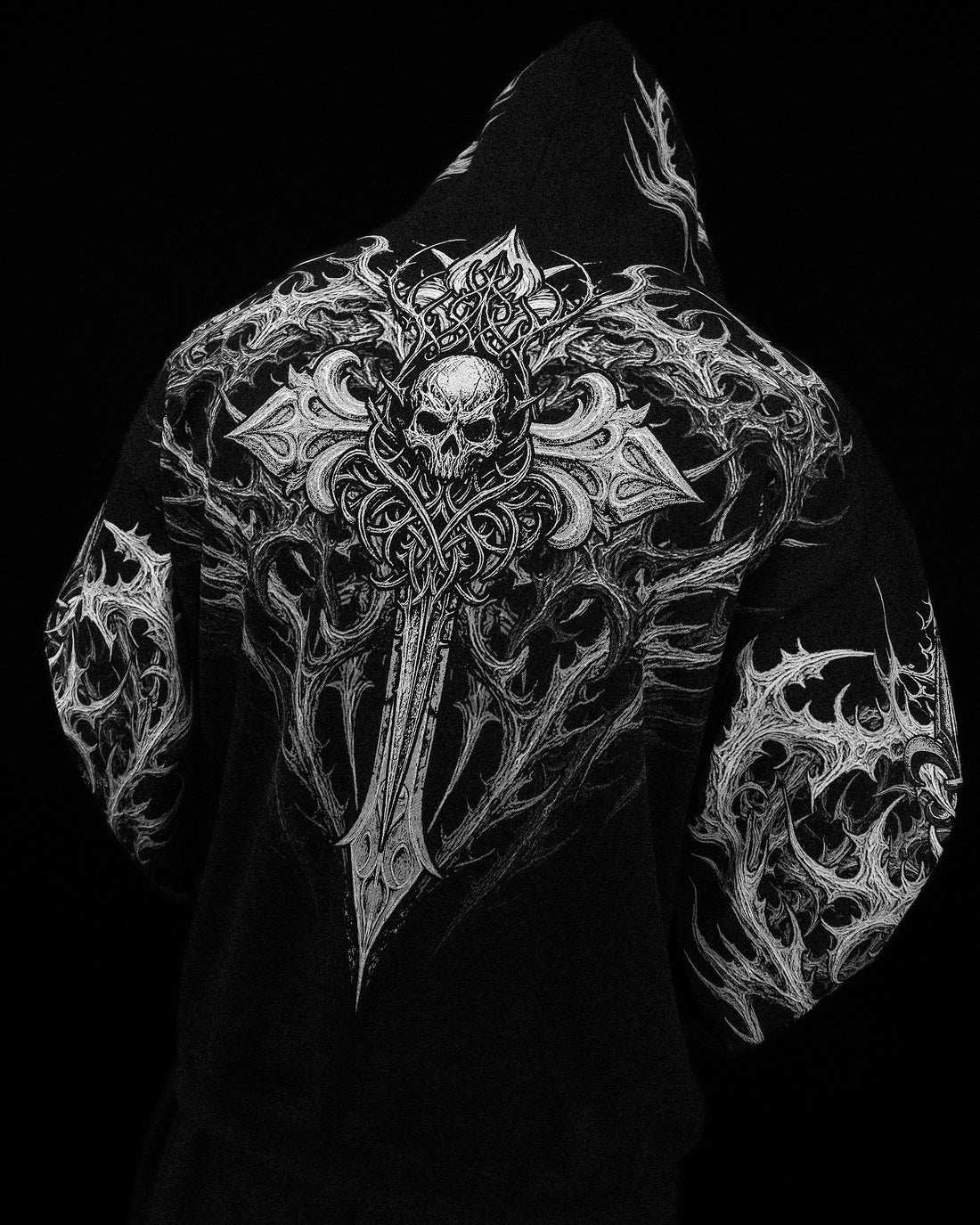 Breathedivinity Dark Gothic Zip-Up Hoodie - 420g French Terry