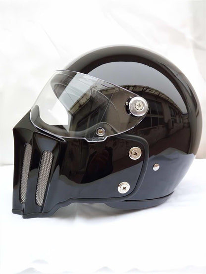 McKense Venom Anti-Fog Cruiser Motorcycle Helmet – Retro German Fiberglass Design