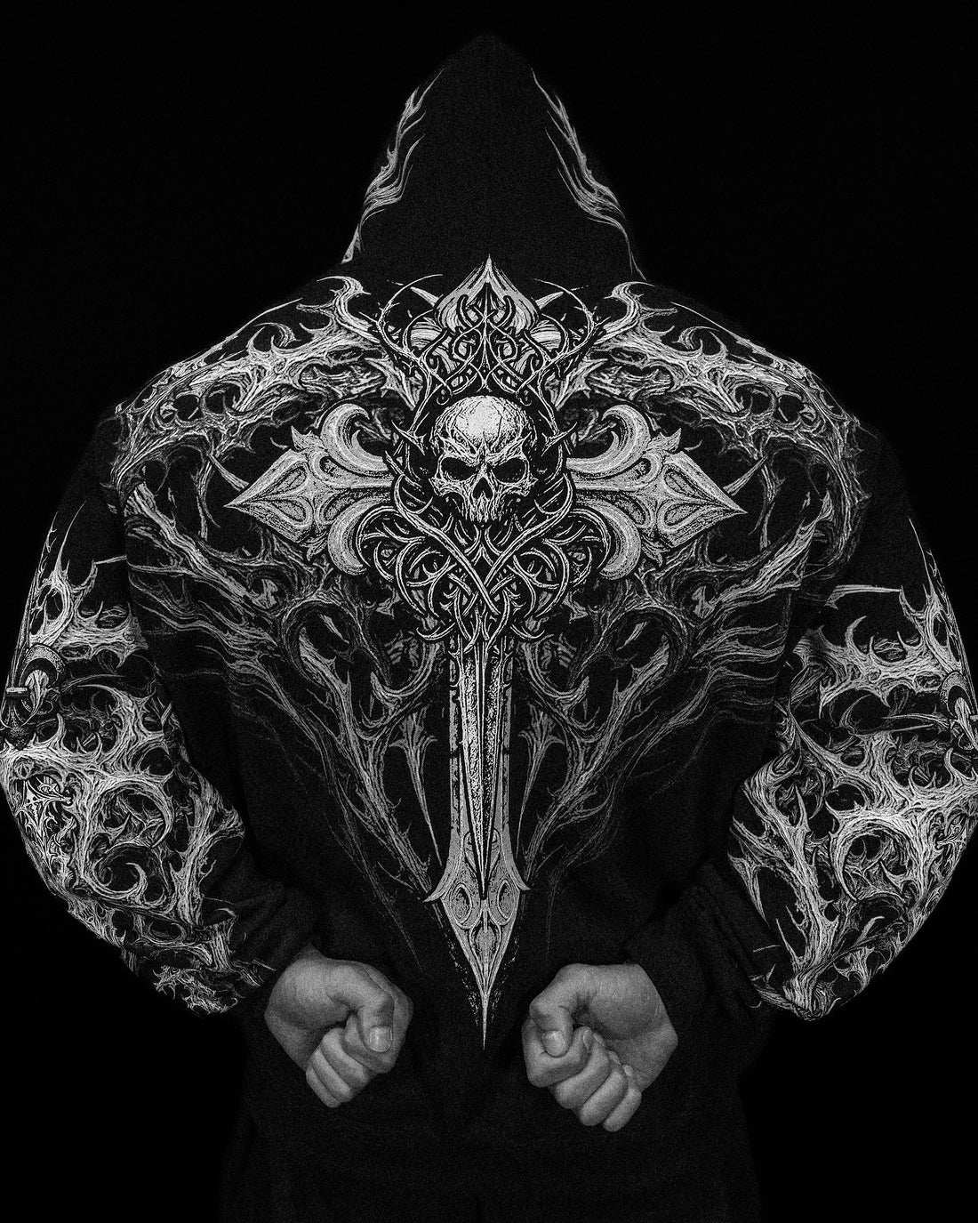 Breathedivinity Dark Gothic Zip-Up Hoodie - 420g French Terry