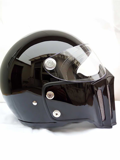 McKense Venom Anti-Fog Cruiser Motorcycle Helmet – Retro German Fiberglass Design