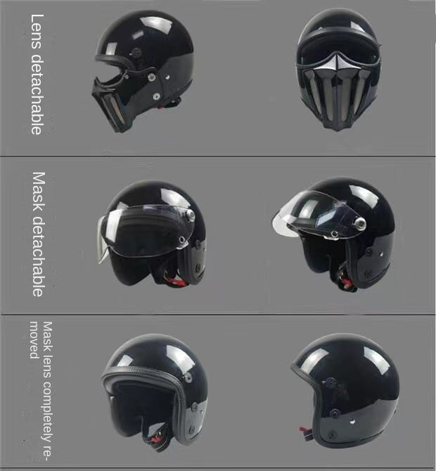 McKense Venom Anti-Fog Cruiser Motorcycle Helmet – Retro German Fiberglass Design