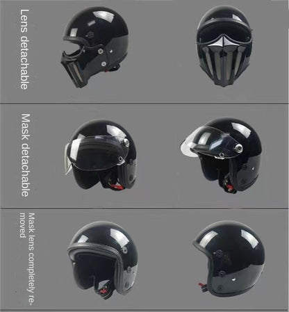 McKense Venom Anti-Fog Cruiser Motorcycle Helmet – Retro German Fiberglass Design