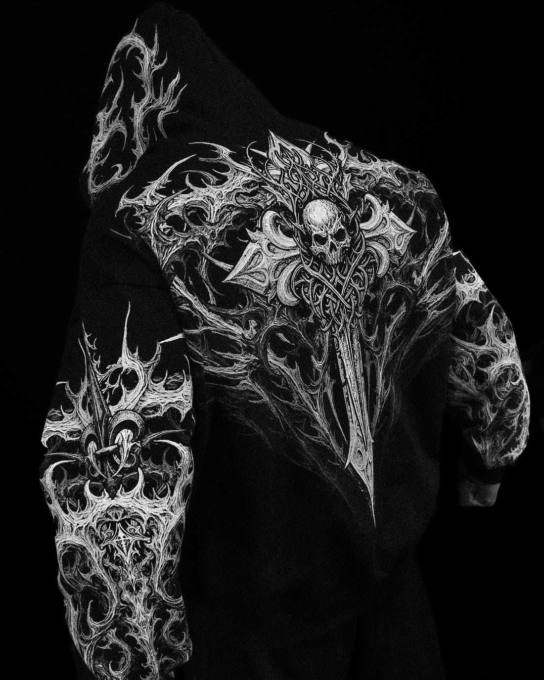 Breathedivinity Dark Gothic Zip-Up Hoodie - 420g French Terry