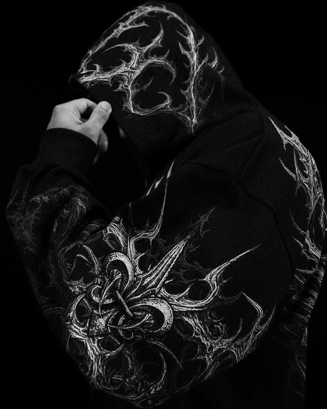 Breathedivinity Dark Gothic Zip-Up Hoodie - 420g French Terry