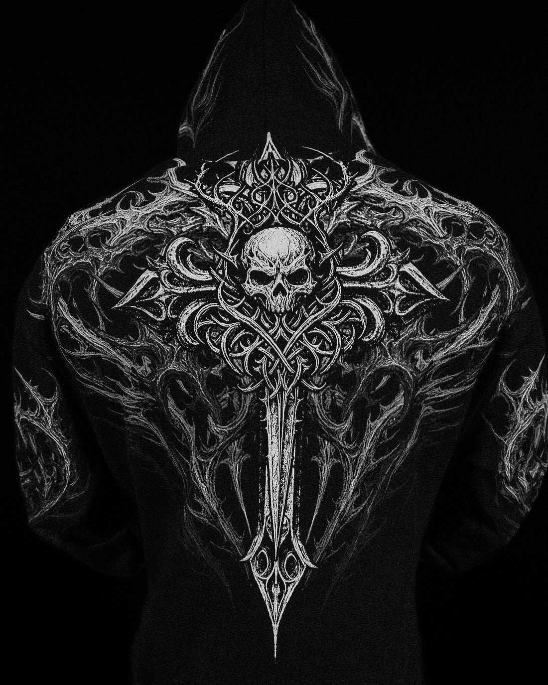 Breathedivinity Dark Gothic Zip-Up Hoodie - 420g French Terry