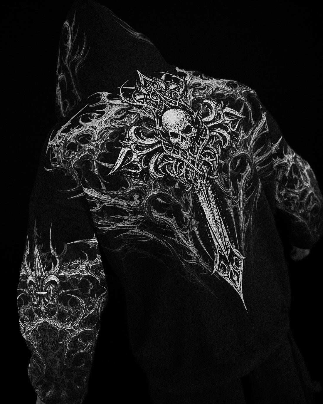 Breathedivinity Dark Gothic Zip-Up Hoodie - 420g French Terry