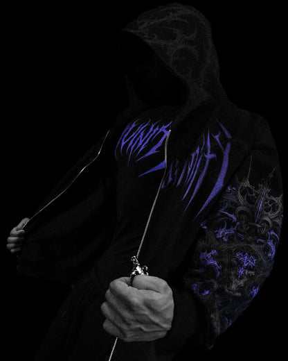 Breathedivinity Dark Gothic Zip-Up Hoodie - 420g French Terry