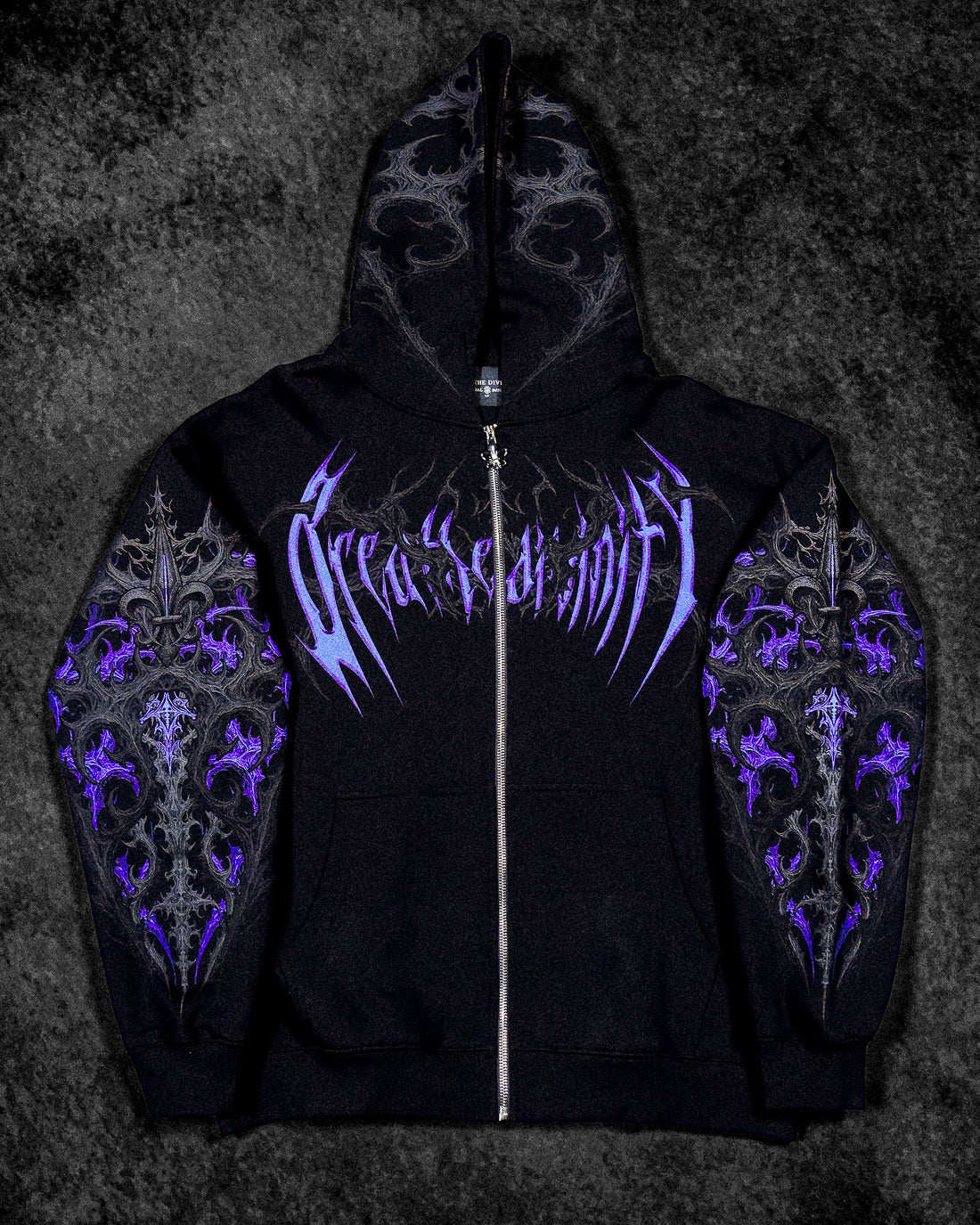 Breathedivinity Dark Gothic Zip-Up Hoodie - 420g French Terry