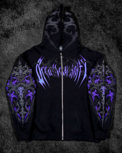 Breathedivinity Dark Gothic Zip-Up Hoodie - 420g French Terry