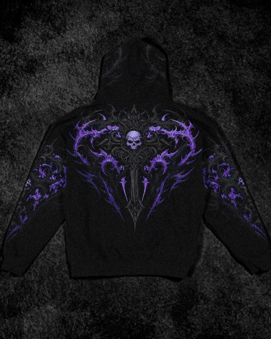 Breathedivinity Dark Gothic Zip-Up Hoodie - 420g French Terry