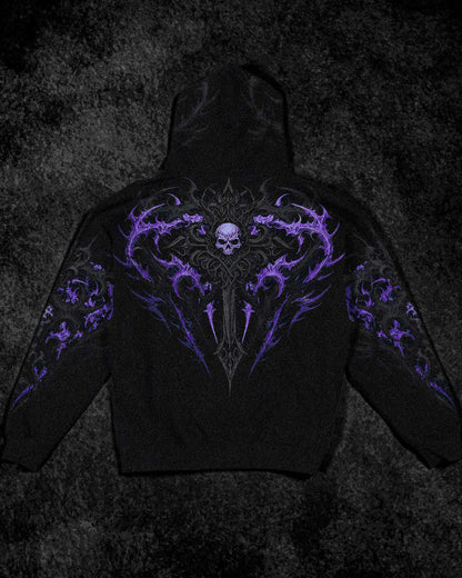 Breathedivinity Dark Gothic Zip-Up Hoodie - 420g French Terry
