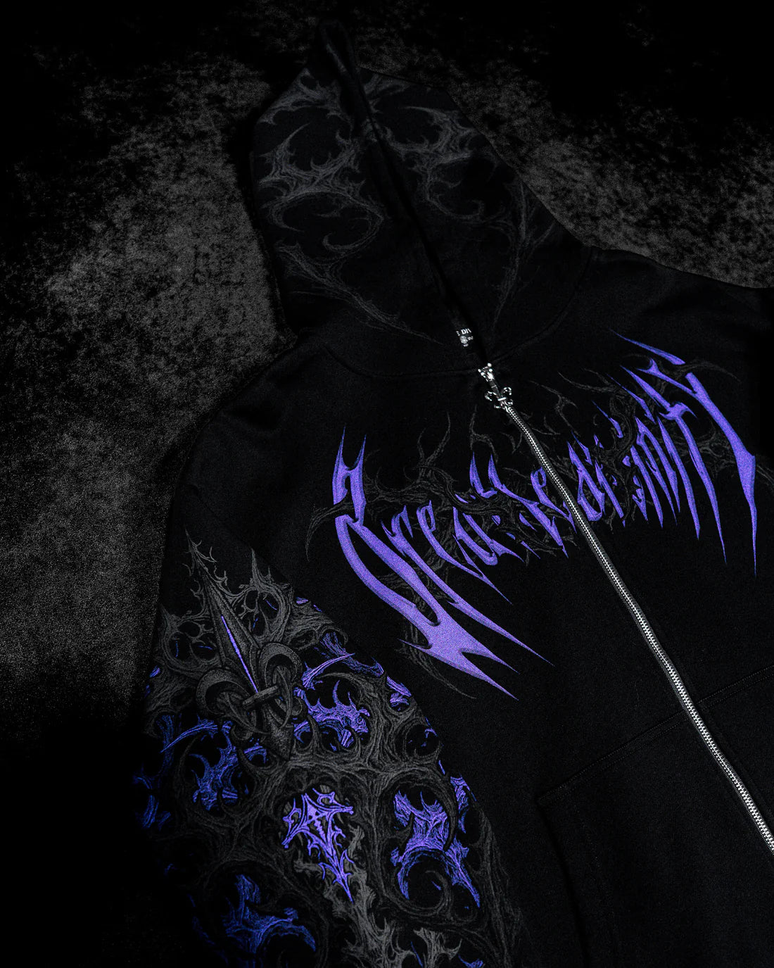 Breathedivinity Dark Gothic Zip-Up Hoodie - 420g French Terry