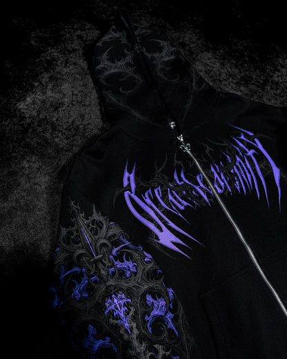 Breathedivinity Dark Gothic Zip-Up Hoodie - 420g French Terry