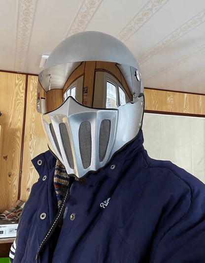 McKense Venom Anti-Fog Cruiser Motorcycle Helmet – Retro German Fiberglass Design