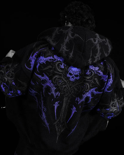 Breathedivinity Dark Gothic Zip-Up Hoodie - 420g French Terry