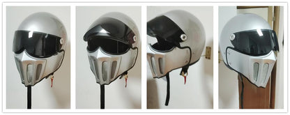 McKense Venom Anti-Fog Cruiser Motorcycle Helmet – Retro German Fiberglass Design