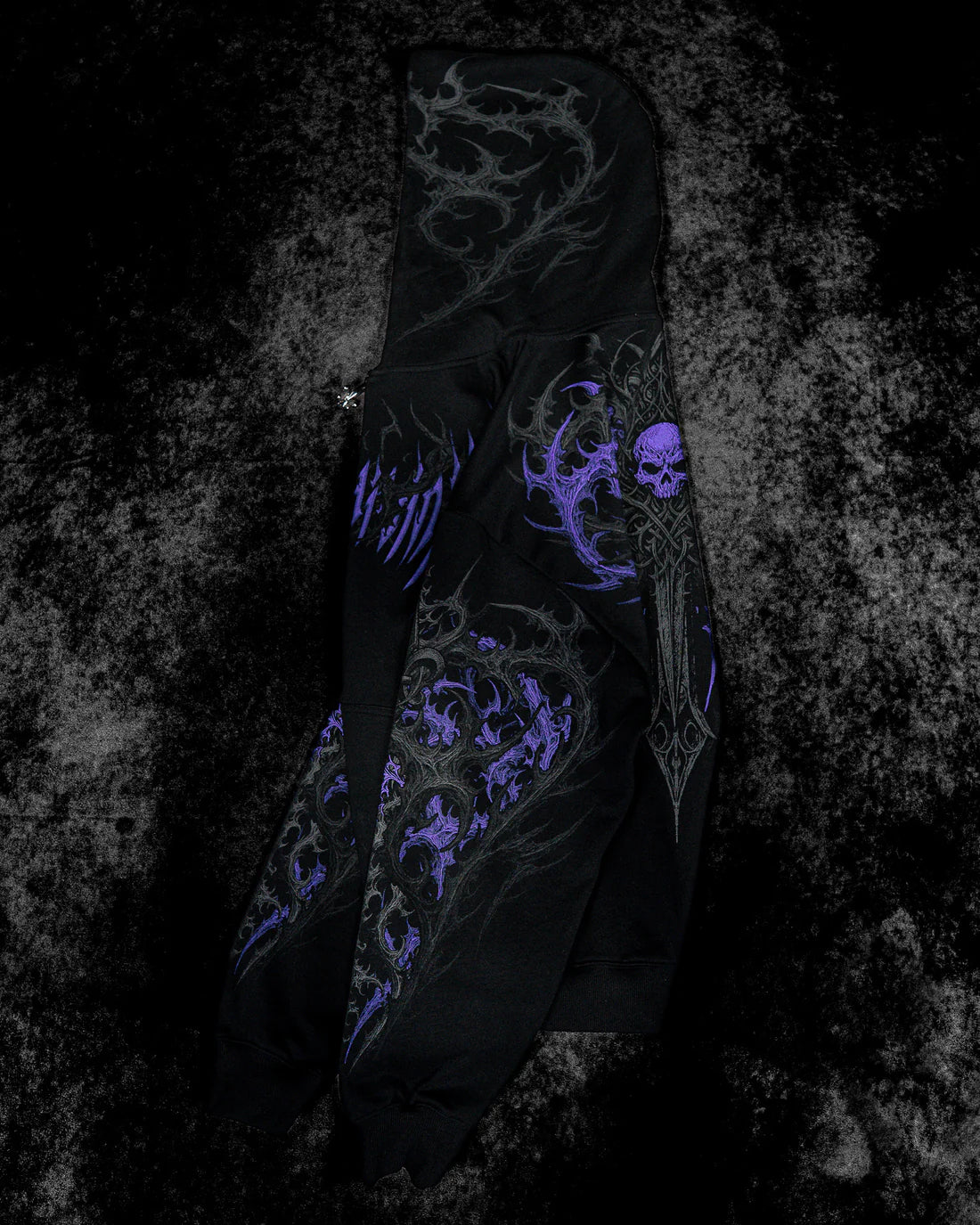 Breathedivinity Dark Gothic Zip-Up Hoodie - 420g French Terry