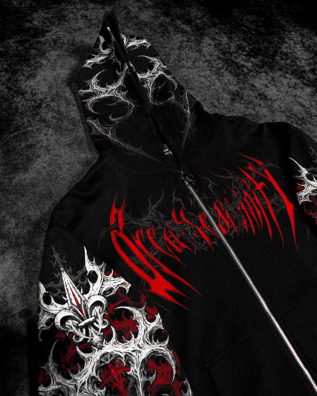 Breathedivinity Dark Gothic Zip-Up Hoodie - 420g French Terry