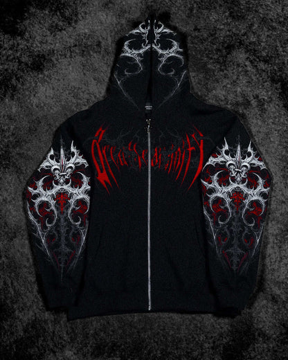 Breathedivinity Dark Gothic Zip-Up Hoodie - 420g French Terry