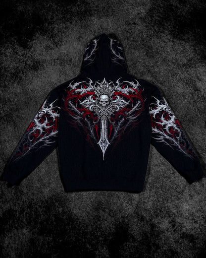 Breathedivinity Dark Gothic Zip-Up Hoodie - 420g French Terry