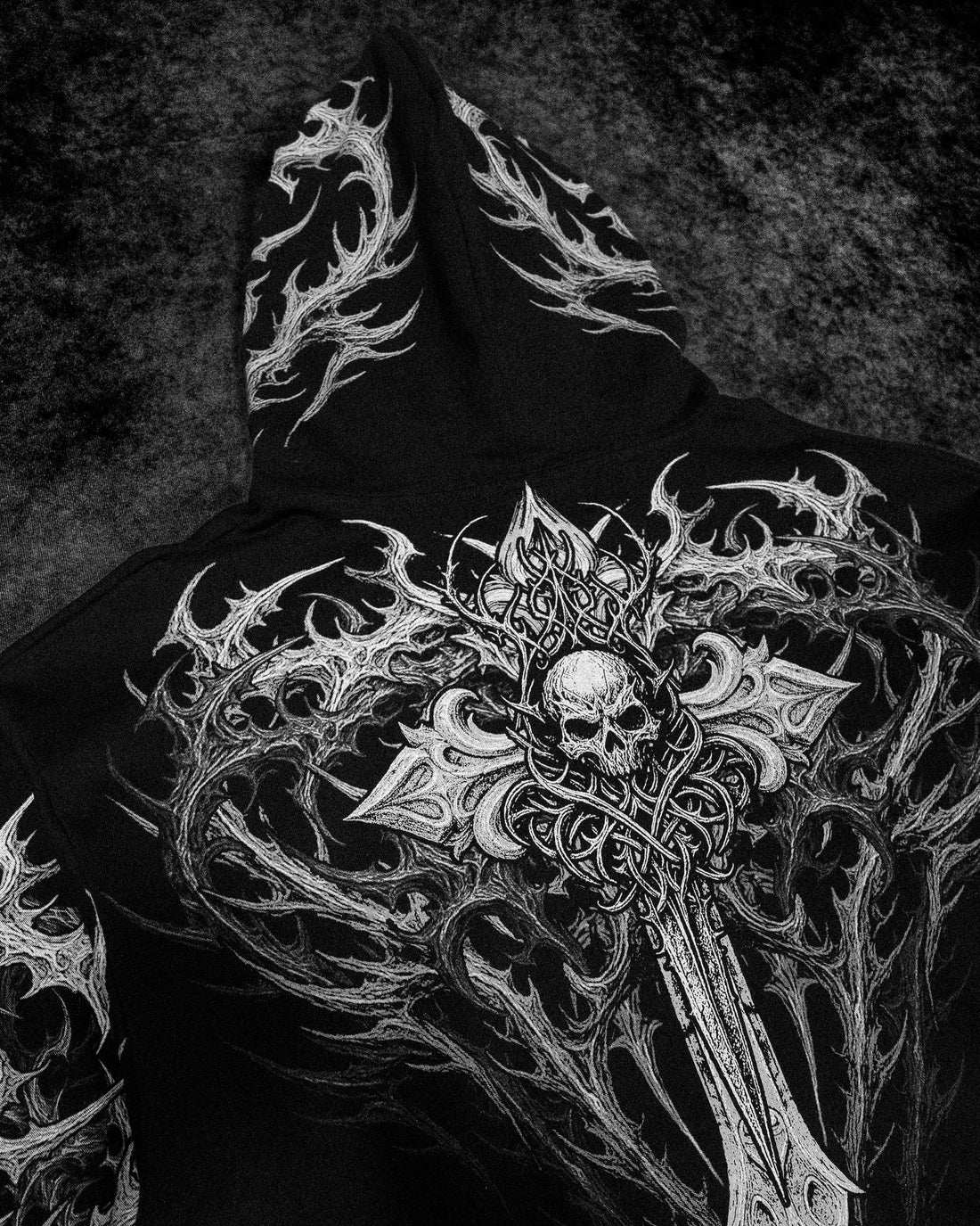 Breathedivinity Dark Gothic Zip-Up Hoodie - 420g French Terry