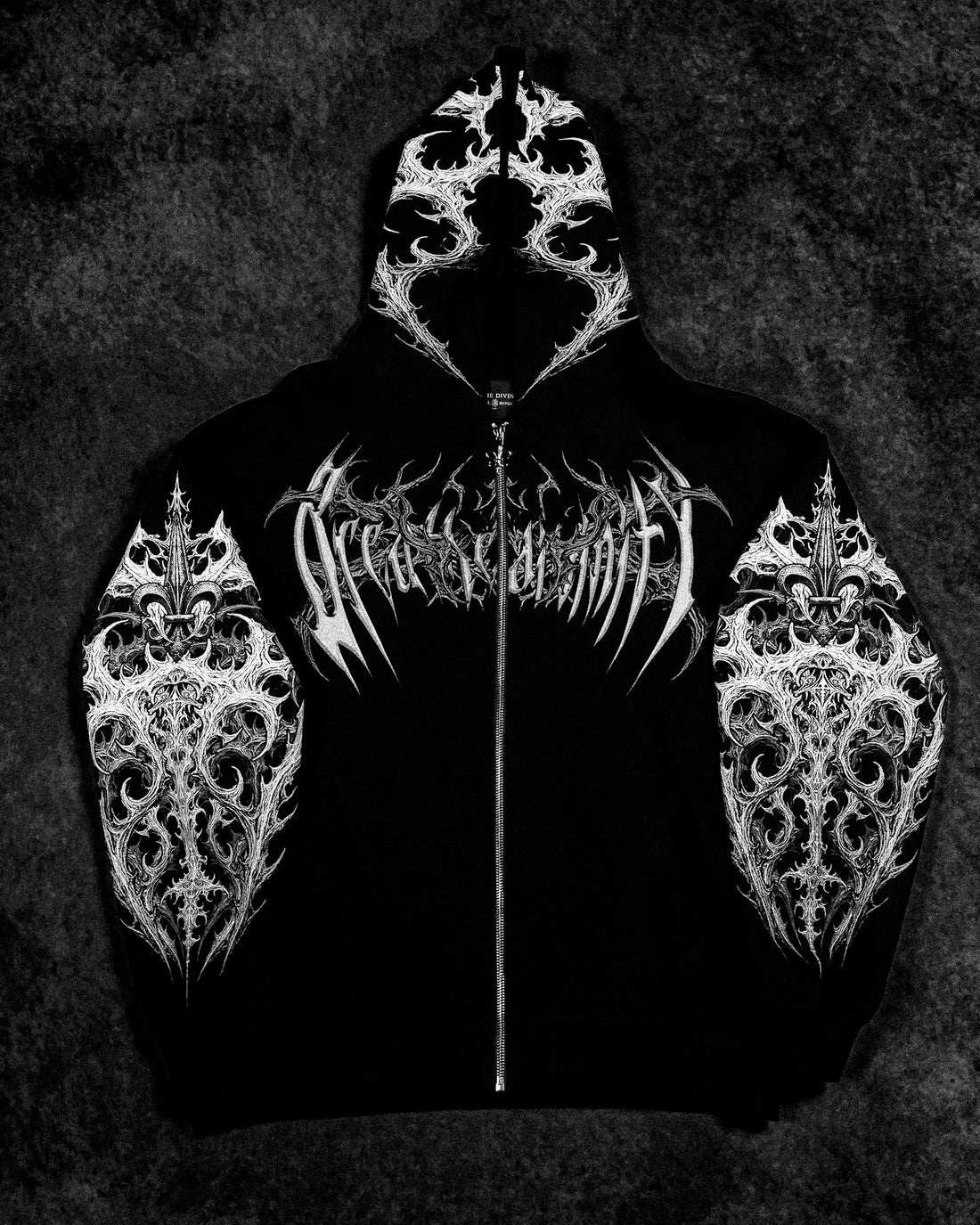 Breathedivinity Dark Gothic Zip-Up Hoodie - 420g French Terry