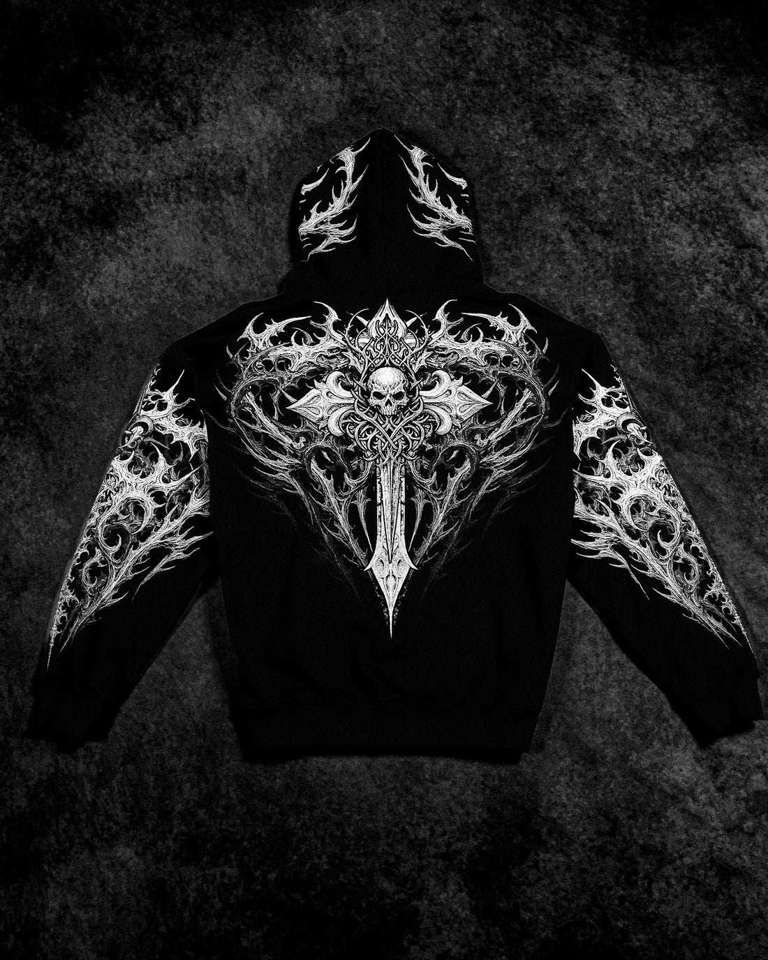 Breathedivinity Dark Gothic Zip-Up Hoodie - 420g French Terry