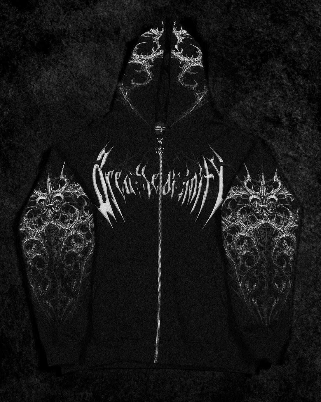 Breathedivinity Dark Gothic Zip-Up Hoodie - 420g French Terry
