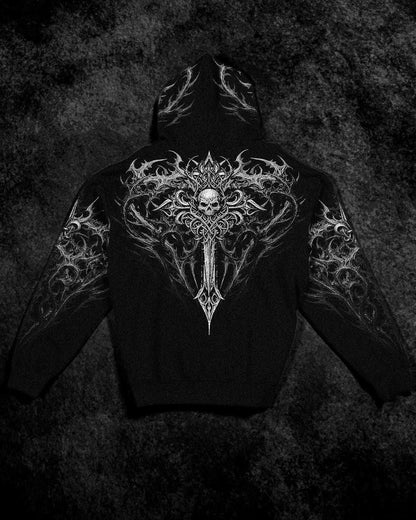 Breathedivinity Dark Gothic Zip-Up Hoodie - 420g French Terry