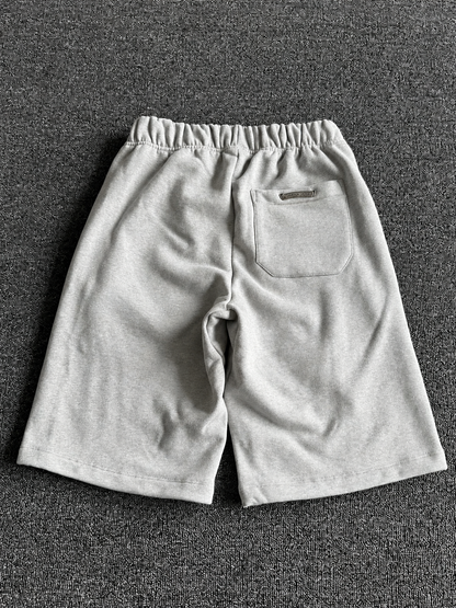 Chrome Lambskin Cross Patch Sweatshorts - Heavy Heather Grey