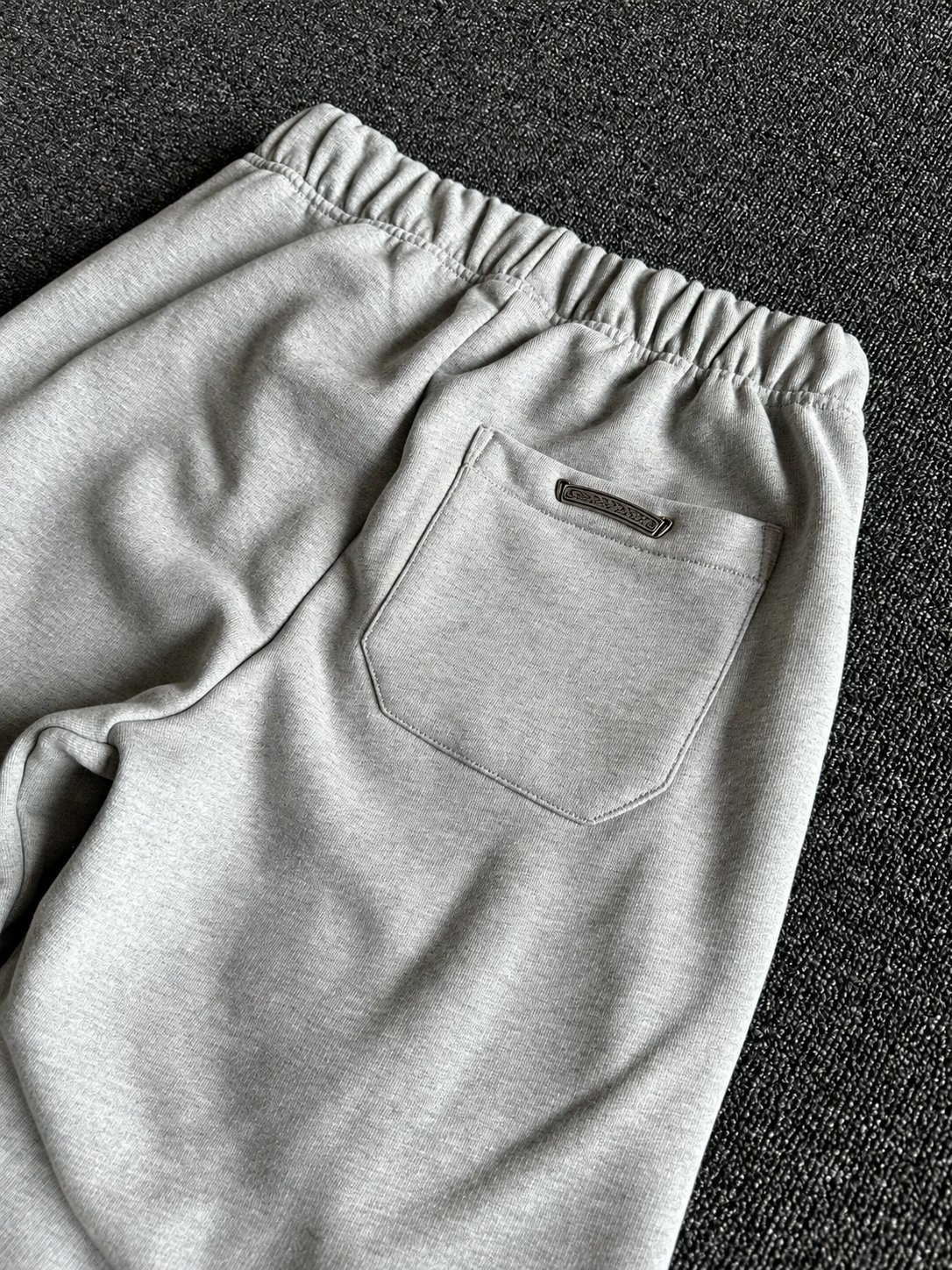 Chrome Lambskin Cross Patch Sweatshorts - Heavy Heather Grey