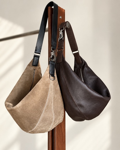 Artisanal Quiver Clip Bag - Lemaire Leather & Suede Crossbody Bucket 
