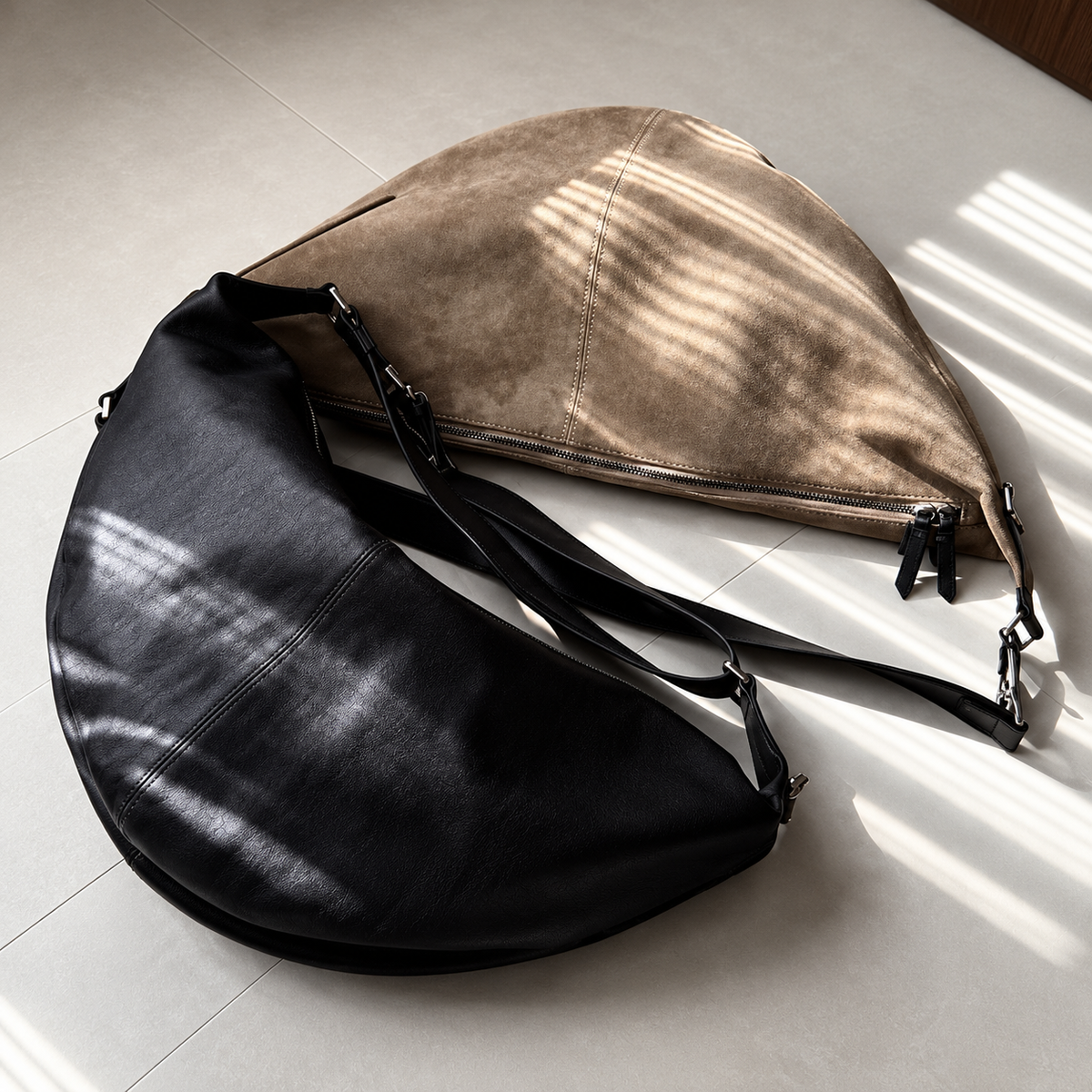Artisanal Quiver Clip Bag - Lemaire Leather & Suede Crossbody Bucket 