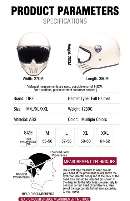 Ghost Skull Full-Face Helmet - Retro Cruiser Motorbike Gear -  donclickin