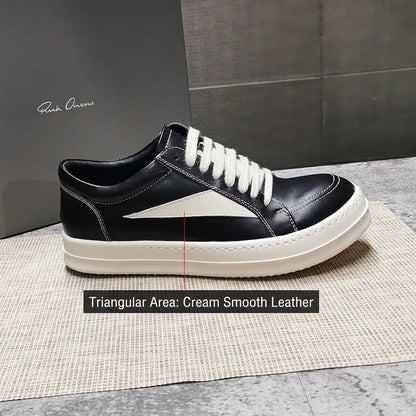 RO 22SS Vintage Leather Low-Top Sneaker Rick Owens - Black/Milk