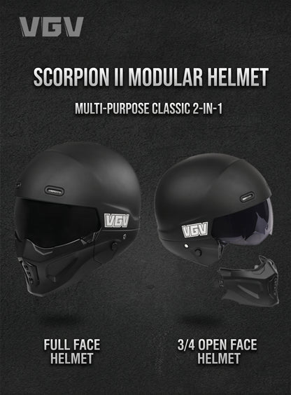 Shadow Scorpion - Motorcycle Full Face Helmet Harley Cruiser Bike Class A 3C DOT