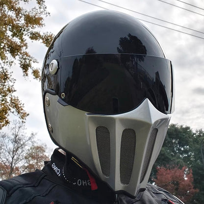 McKense Venom Anti-Fog Cruiser Motorcycle Helmet – Retro German Fiberglass Design