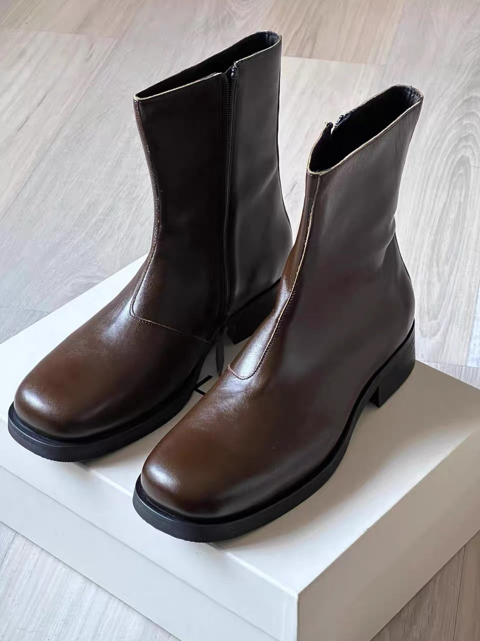 Our Legacy "Camion" Style Boots - Brown Leather Mid-Calf Chelsea