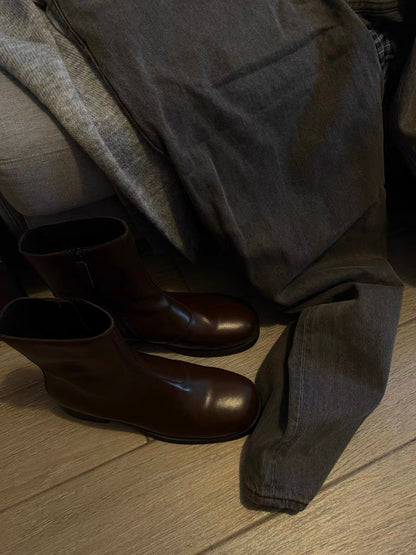 Our Legacy "Camion" Style Boots - Brown Leather Mid-Calf Chelsea