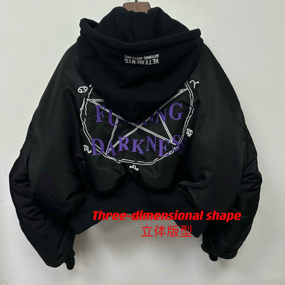 Revised Vetements Pentagram Bomber - Cropped Hooded Jacket  