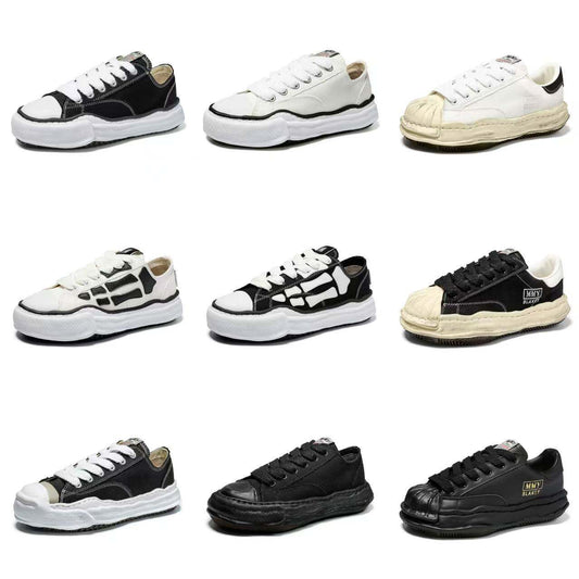 Revised Maison Mihara Yasuhiro Wavy Dissolved Sole Sneakers - MMY Canvas White
