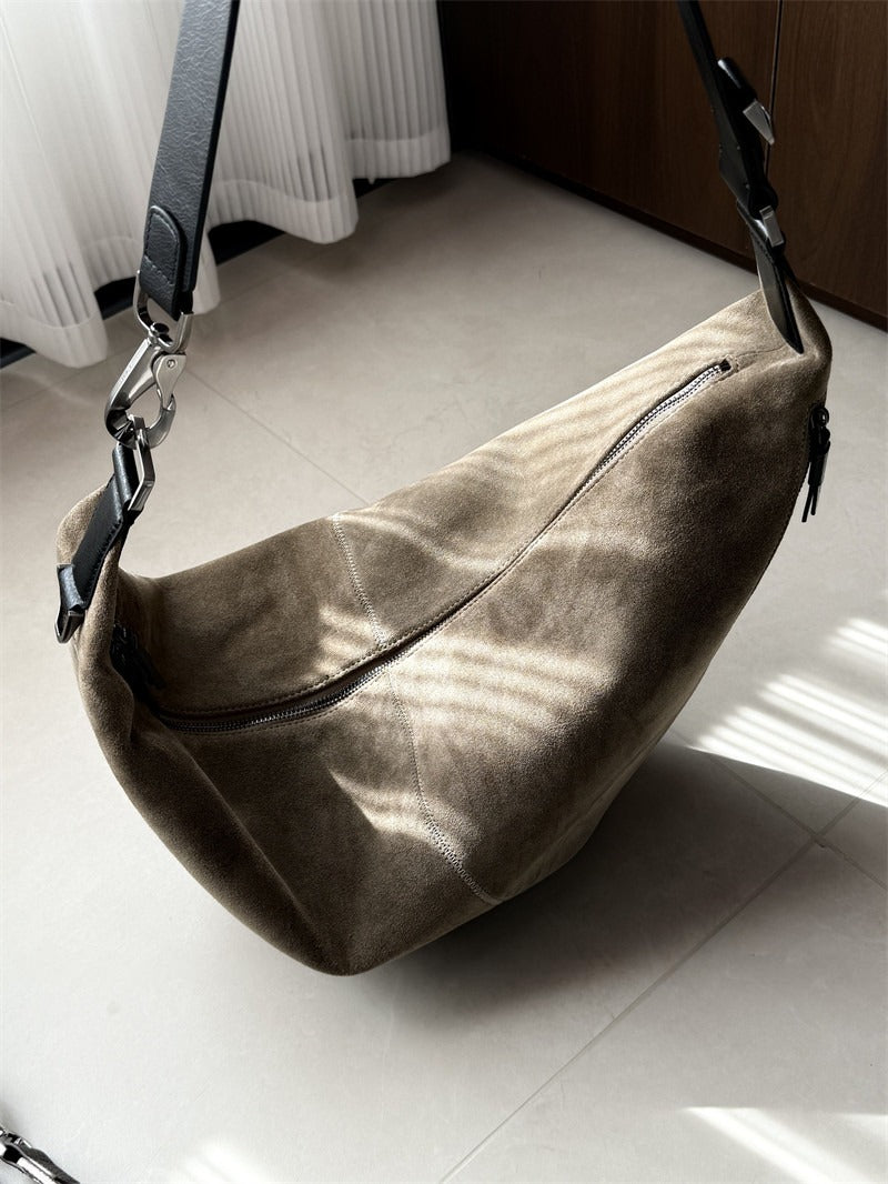 Artisanal Quiver Clip Bag - Lemaire Leather & Suede Crossbody Bucket 