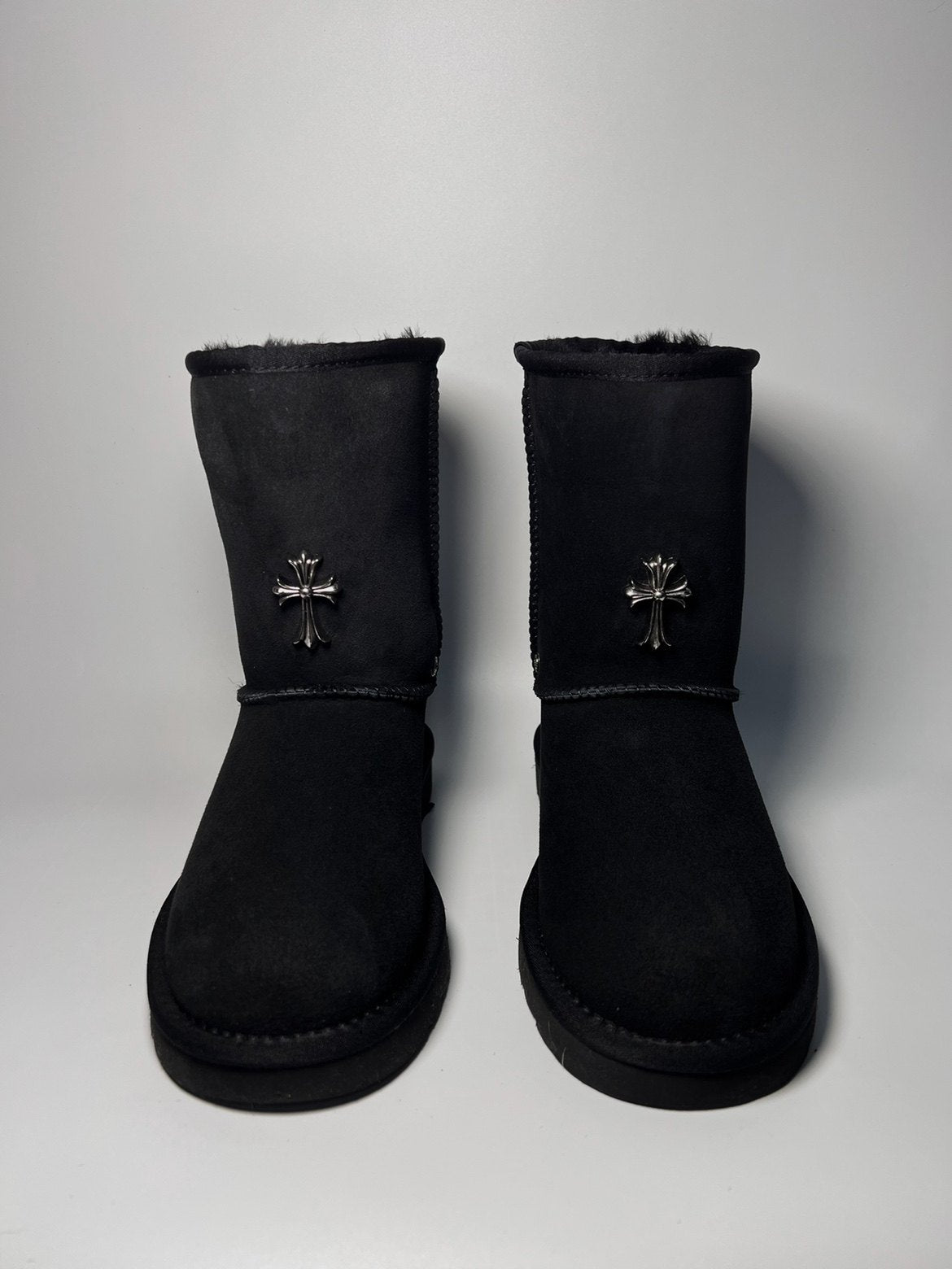 Remake Custom Snow Boots - Sheepskin Mid-Calf with Cross Hardware -  donclickin
